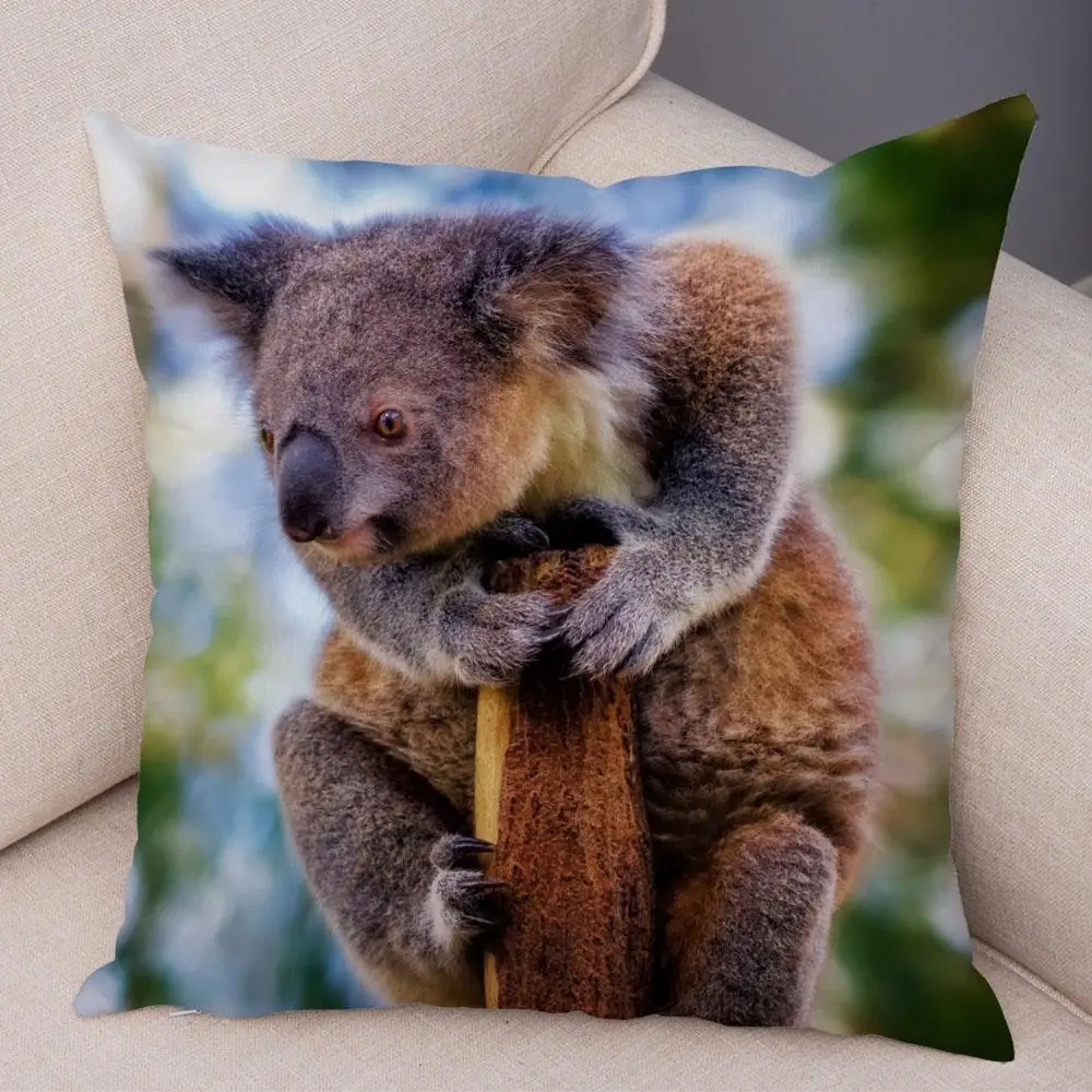 Bedroom Living Room Decor Pillowcase Cute Australian Koala Cushion Cover Wildlife Pattern Print 6