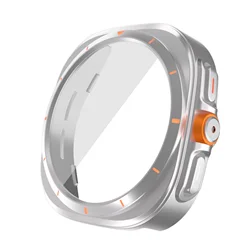 Ultra Case with Tempered Glass Screen Protector for Galaxy Watch 6 40mm (Silver)