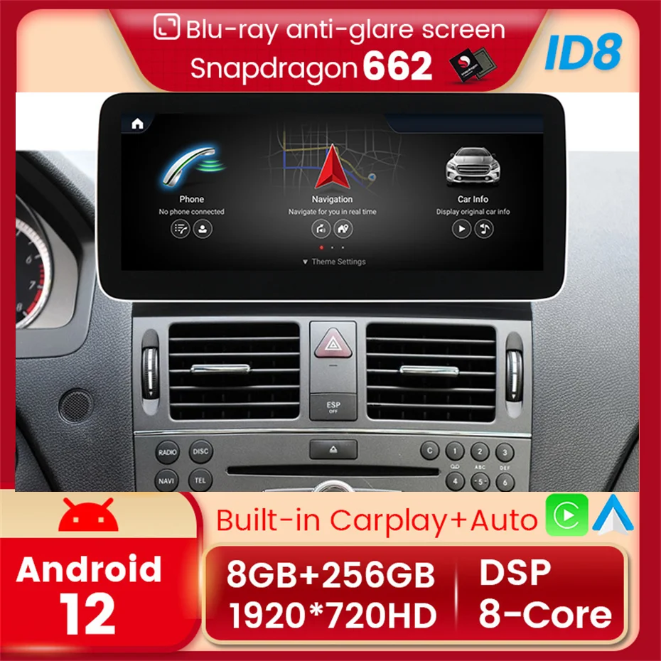 Android Autoradio Apple Carplay retrofit Screen GPS Navi Mercedes Benz C  W204