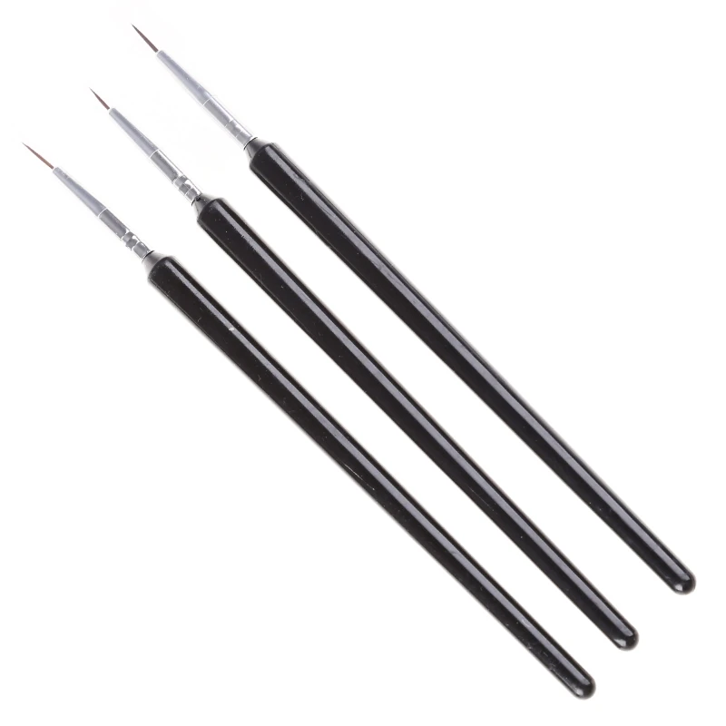 

3 pcs Nail Art Brushes Set Fine Liner Striping Brush for Strokes Details Painting Blending Elongated Lines for Nail Art