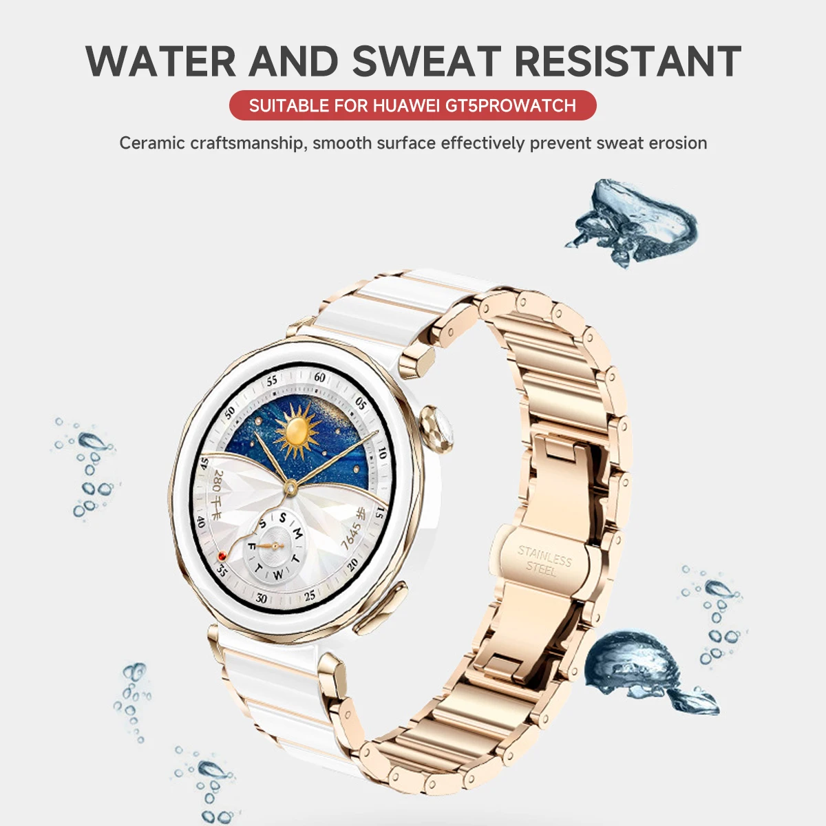 Premium 18mm Ceramic Watch Strap with Durable Metal Butterfly Buckle