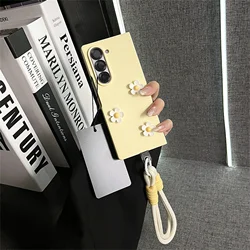 Charming 3D Flower Milk Yellow Case with Portable Rope - Galaxy Z Fold 8 Wide (A)