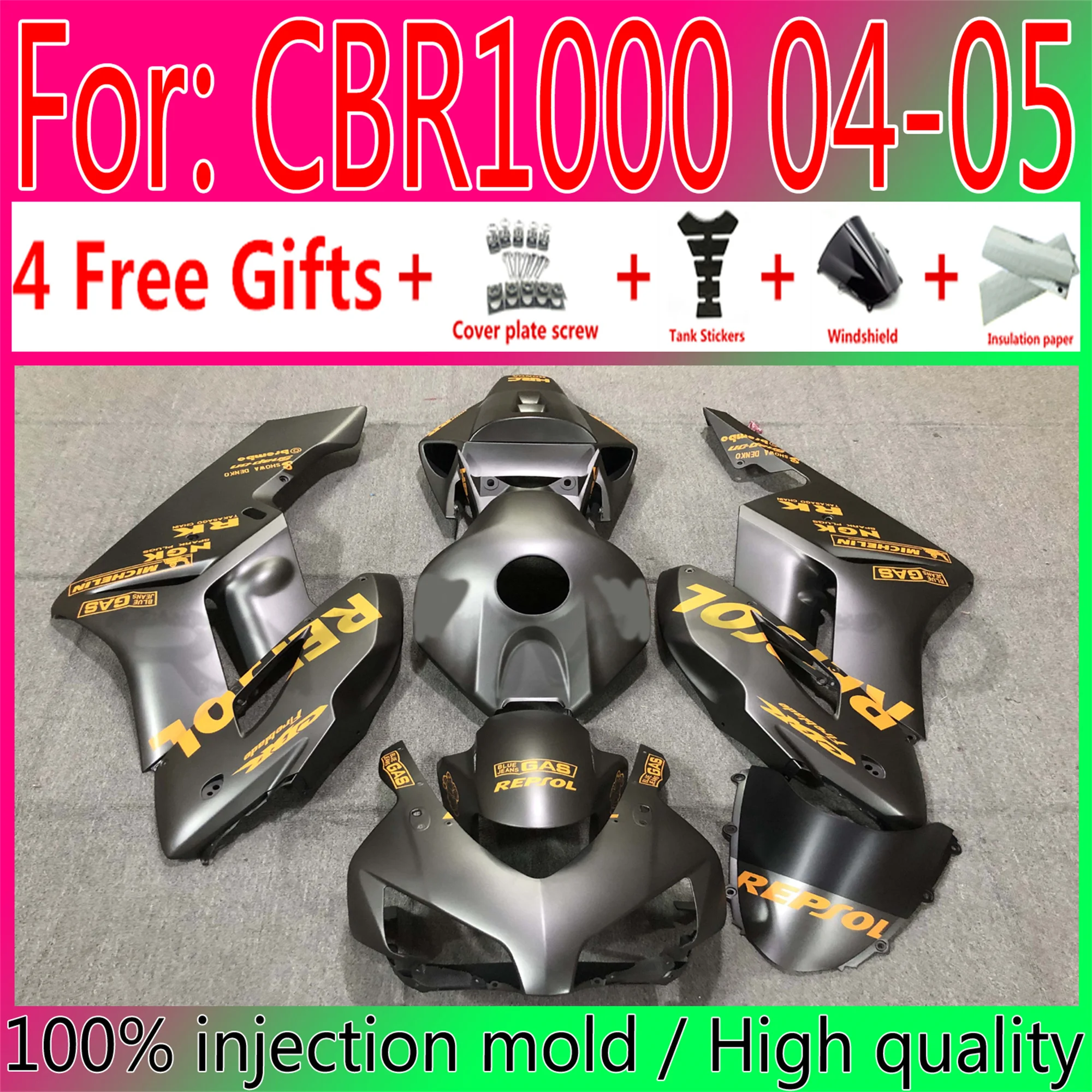 

New ABS Motorcycle Injection Mold Full Fairings Kit For Honda CBR1000RR 2004 2005 fairing Cbr 1000 rr 2004 2005 Fairing