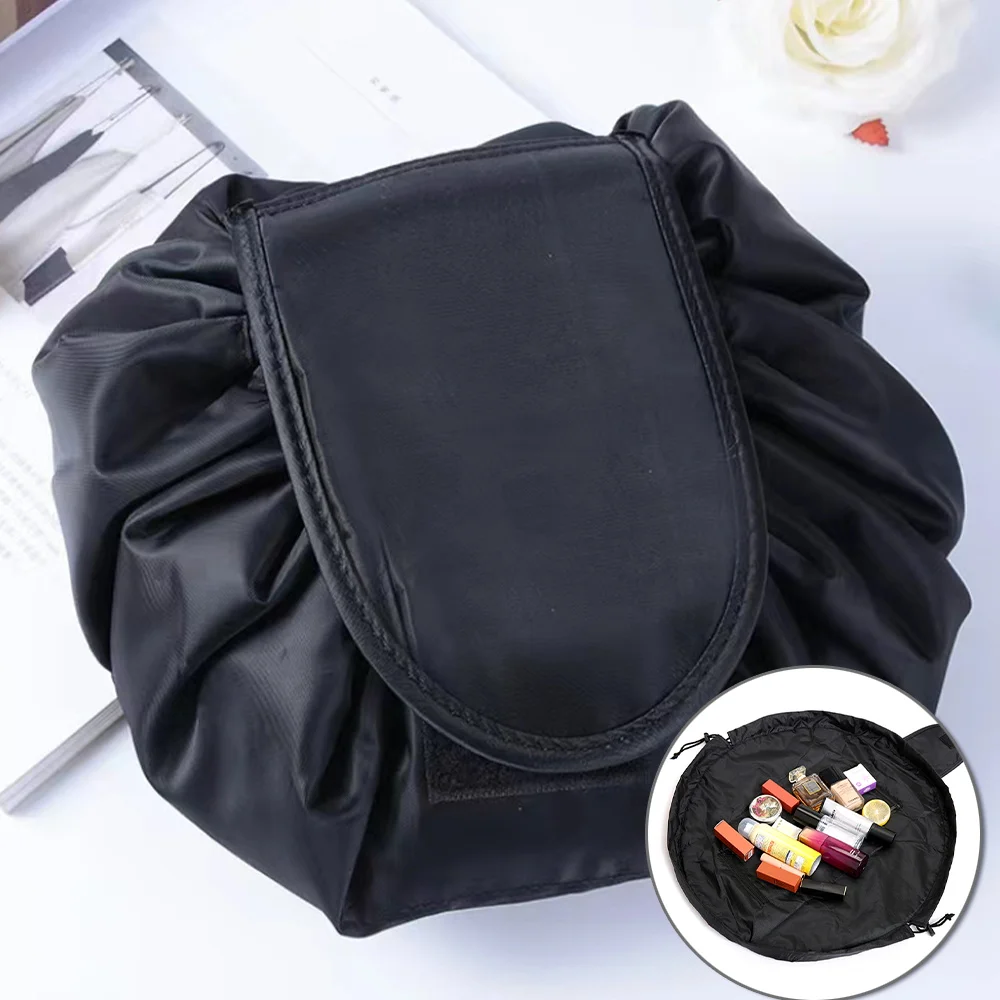 Fashion Rose Gold Letter Portable Lazy Storage Cosmetic Bag Drawstring Magic Makeup Pouch Large Capacity Travel Toiletry Bag