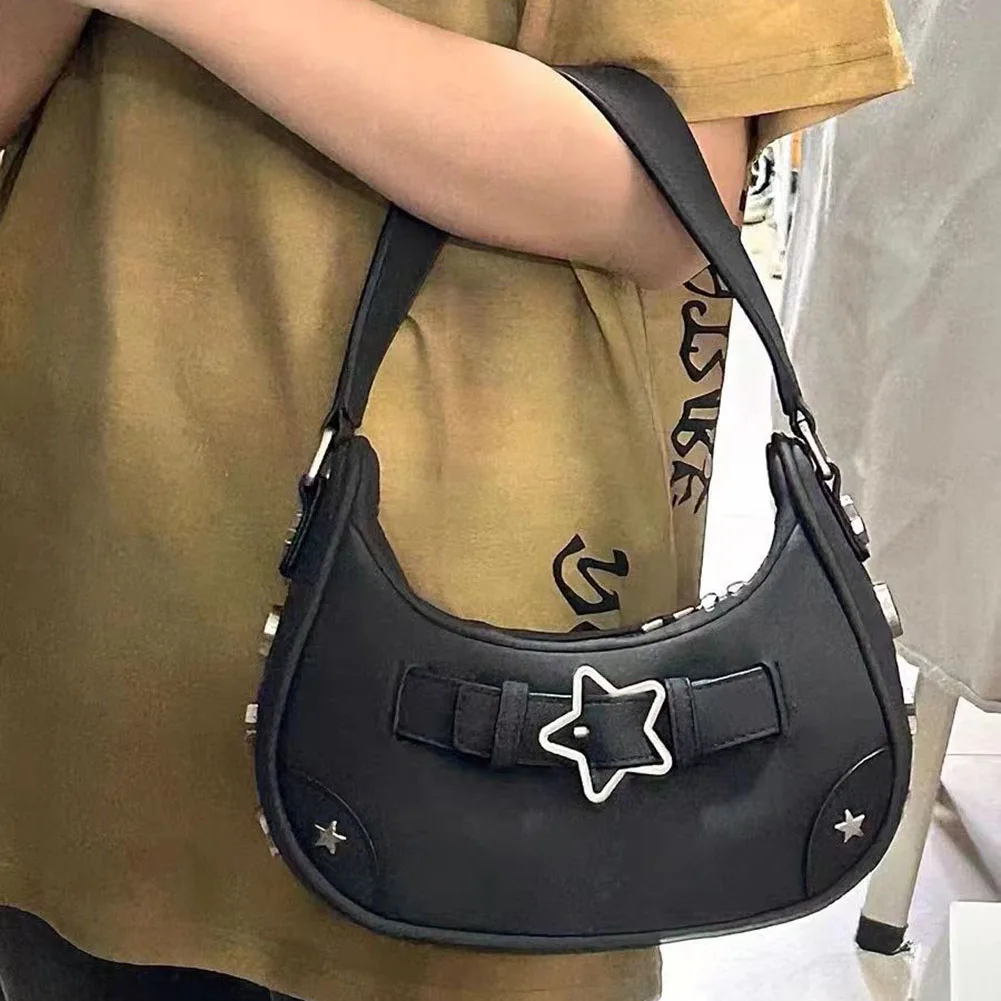 Women Large Capacity Shoulder Bag Stylish PU Star Small Shoulder Bag Retro Classic Purse Fashion Clutch Bag for Daily Office Use