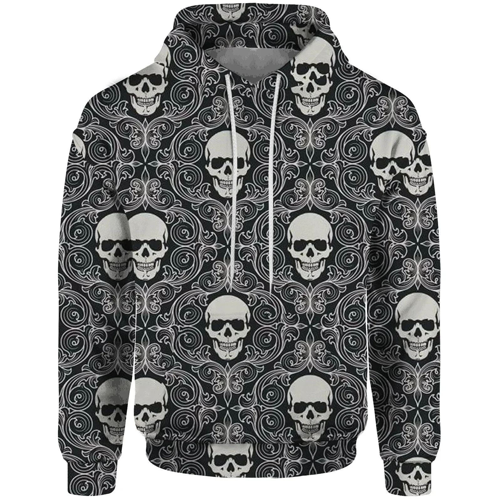 thumbnail image 1 of Sudaderas de estilo nuevo de otoño para hombres Sudadera de hombre moderna y versátil Camisa con capucha con estampado de calavera pequeña Tendencia casual, 1 of 5