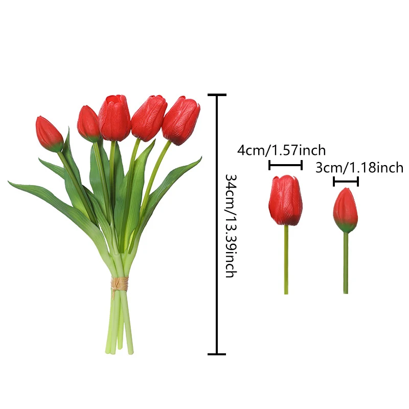 1 bundle of 5 simulated tulips indoor home props shooting simulated flowers Valentine's Day wedding party vase flower arrangement