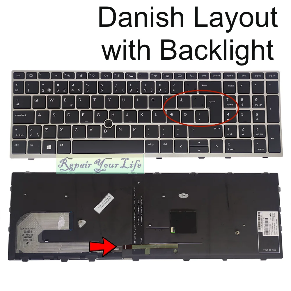 Teclado Retroiluminado para hp Elitebook Português Alemão Suíço e Dinamarquês Notebook da ue 855 850 g5 g6 Zbook 15u g5 g6 Hpm17b7 Novo - Imagem 2