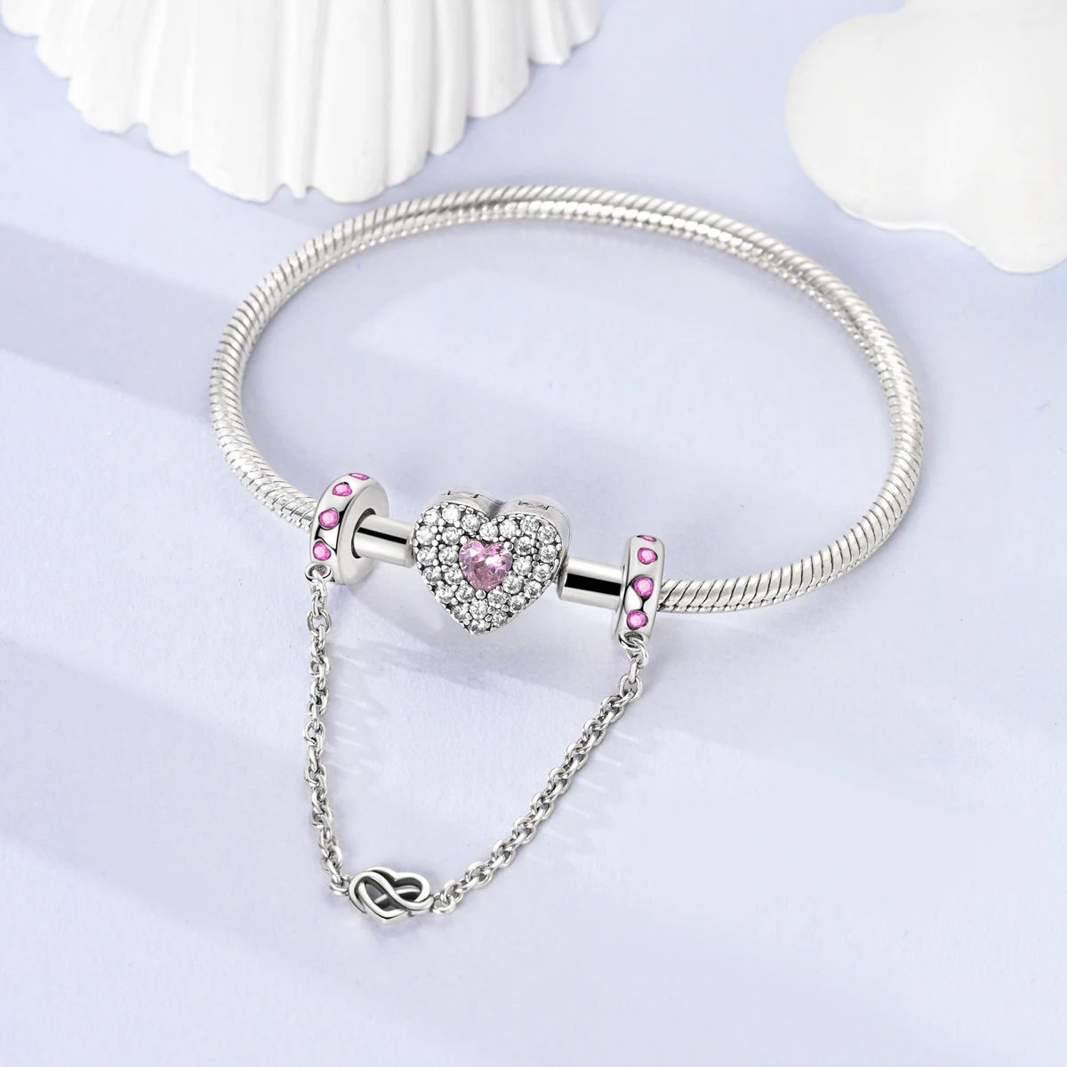 Neue 925 Silber Sicherheitskette Mond Blume Stern Baumeln Charme Fit Original DIY Armband Für Frauen Mädchen Schmuck – Detail 7