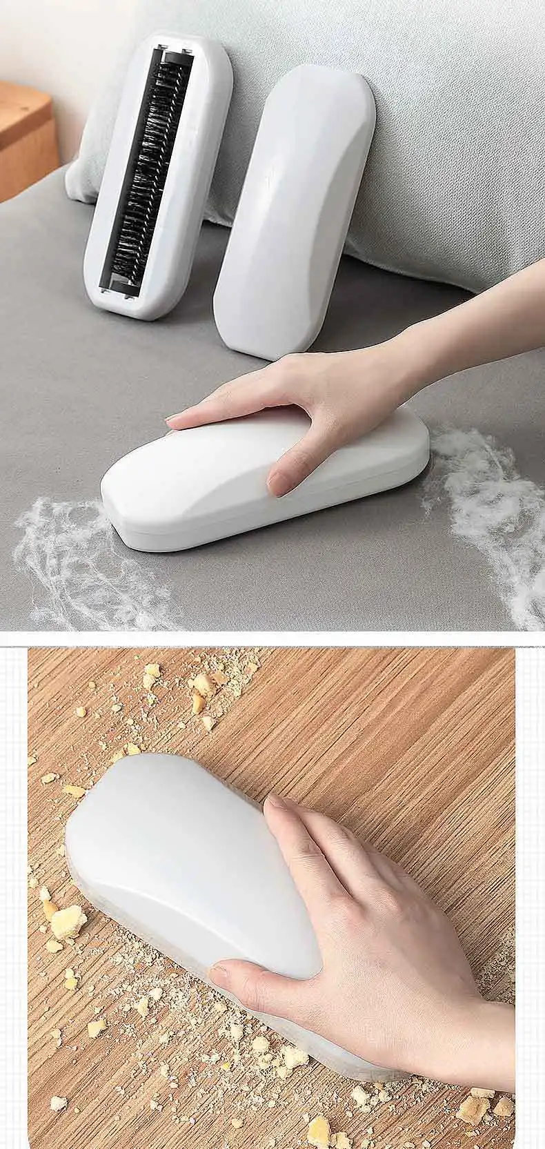 Plastic Carpet Table Crumb Sweeper Handheld Dual Brush Cleaner Collector  Roller - AliExpress
