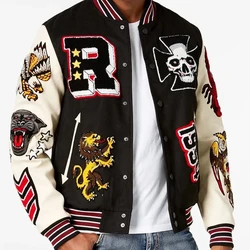 American Trendy Embroidered Unisex Jacket Lettering Graffiti Basketball Baseball Uniform Punk Street Hip-Hop Jacket Couple