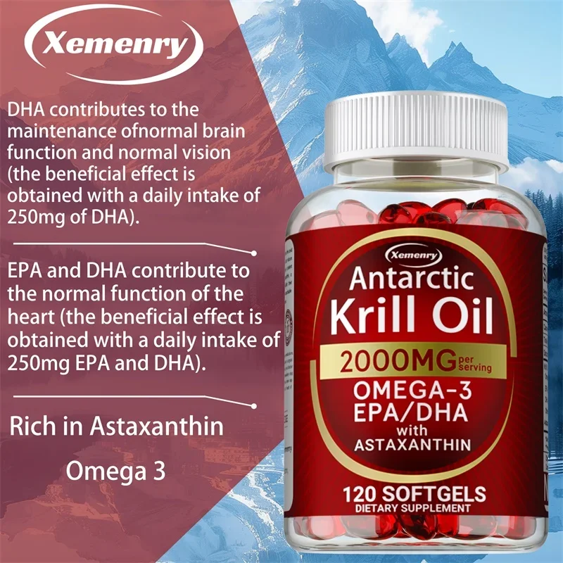 Antarctic Krill Oil Astaxanthin Capsules(EPA, DHA) Joint And Skin Health Support Immunity, Cardiovascular, Non-GmoSupplementsSup 5
