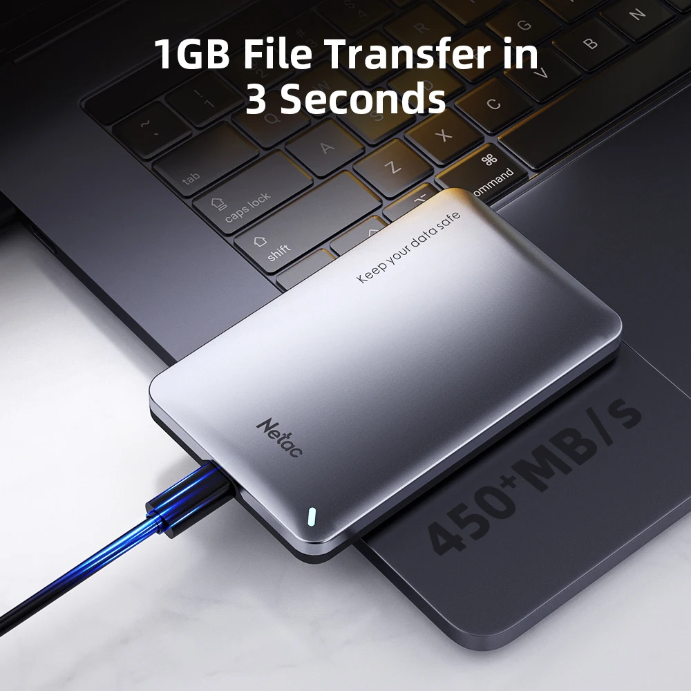 Netac Protable Hard Disk Case Support All 2.5 SSD HDD Enclosure SATA 3.0 Type-C To Type-C Support Windows/Mac OS/Lin