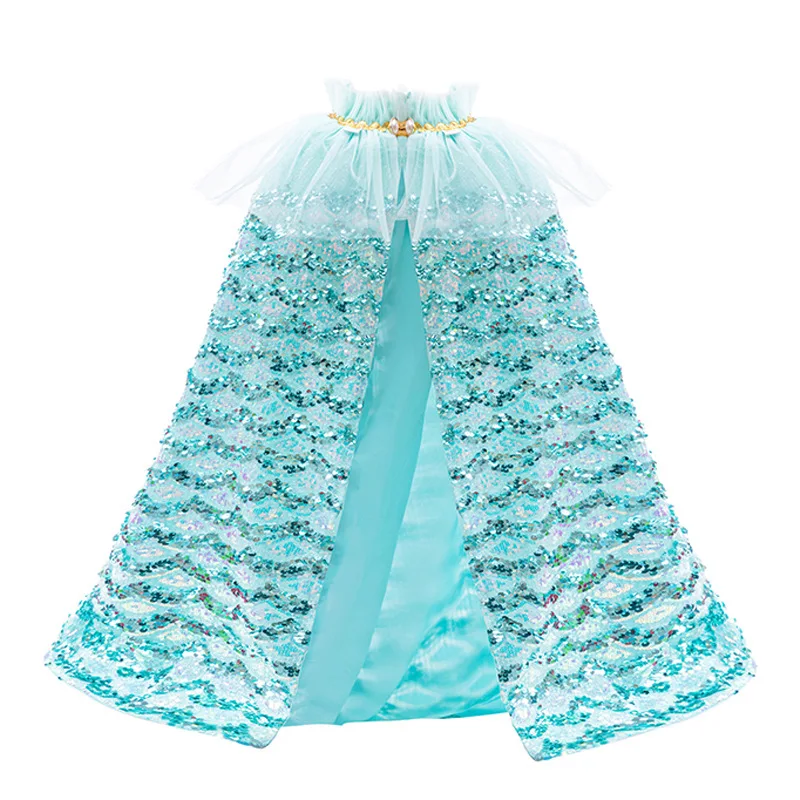 Magischer Glitzer-Umhang für Mädchen, glitzernder Pailletten-Prinzessinnen-Umhang mit Knopfverschluss, geeignet für Verkleidung, Party, Abschlussball, Show und Geschenk – Detail 16