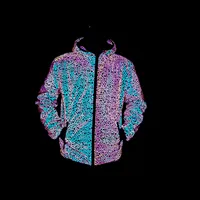 2022 Autumn Winter Colorful Reflective Hooded Jacket Mens Harajuku Hip Hop Night Club Reflect Light Shiny Coats Windbreaker 1