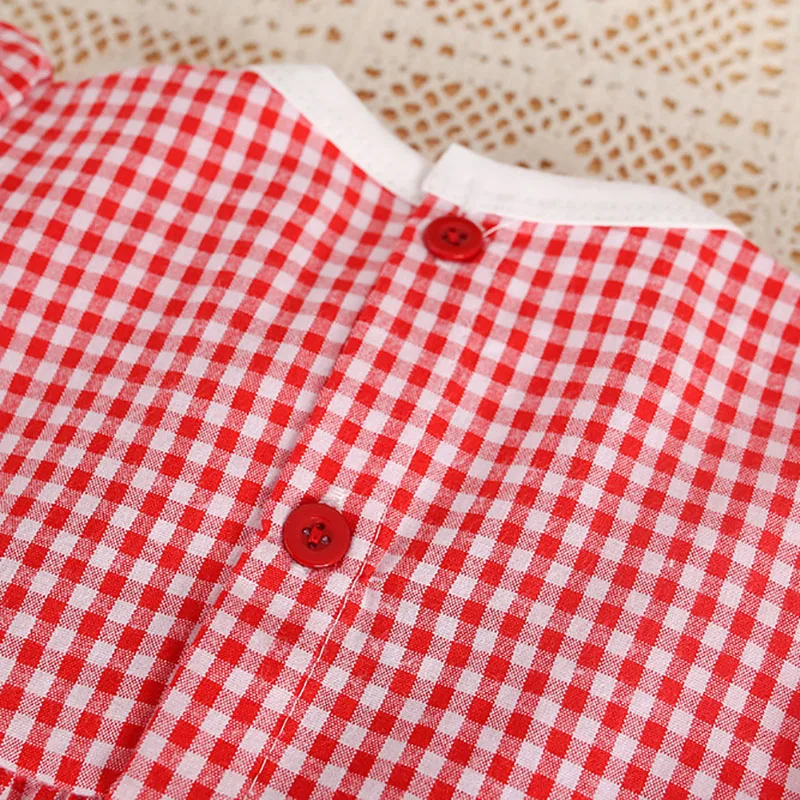 Cotton Summer Baby Girls Strawberry Plaid Bodysuits