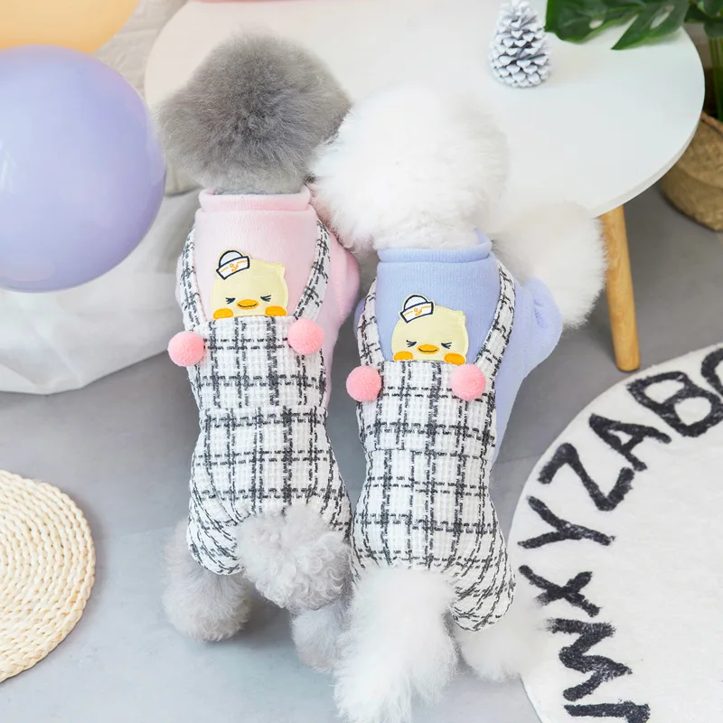 

Cute overalls dog clothing Autumn and winter small dog Teddy thicker than the bear Pomeranian puppy winter padded coat