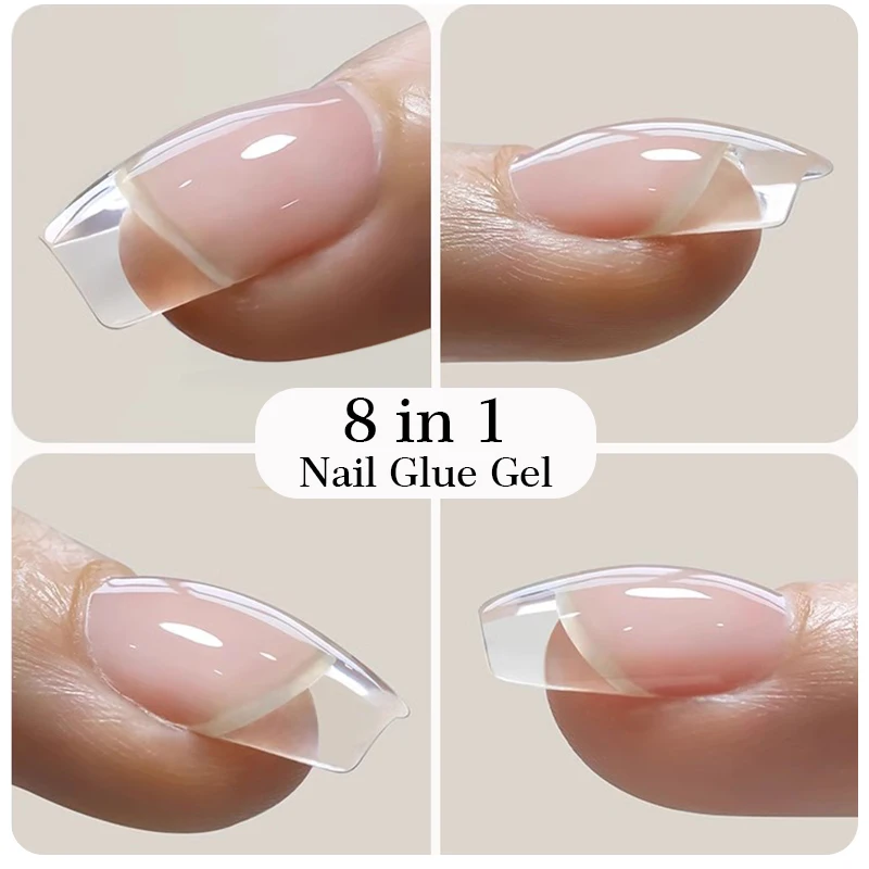 BORN PRETTY 10ML 8-in-1 Clear Glue Gel for Nail Apex and Extension Strengthener Nail Glue Gel Hard Gel Base Rhinestone Nail Gel 3