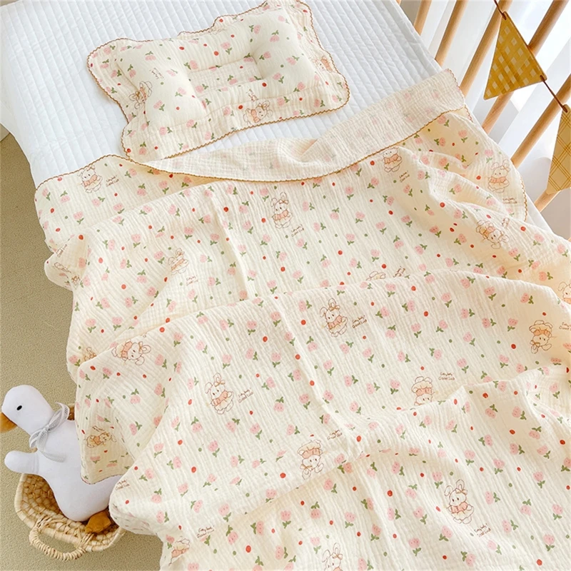 

Portable Cotton Swaddle Blanket Baby Blanket Floral Print Muslin Diaper Swaddle G99C