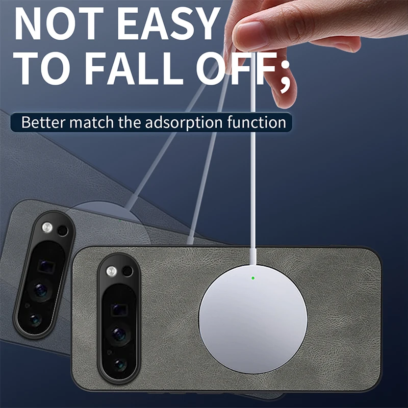 Leather Magnetic Phone Case with MagSafe Wireless Charging Compatibility