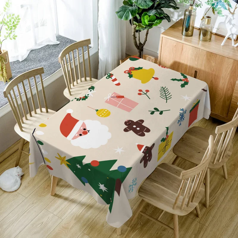 

Christmas Series Cartoon Printed Tablecloth Waterproof and Oil Resistant Restaurant Home TV Cabinet Coffee Table Dustproof Cloth