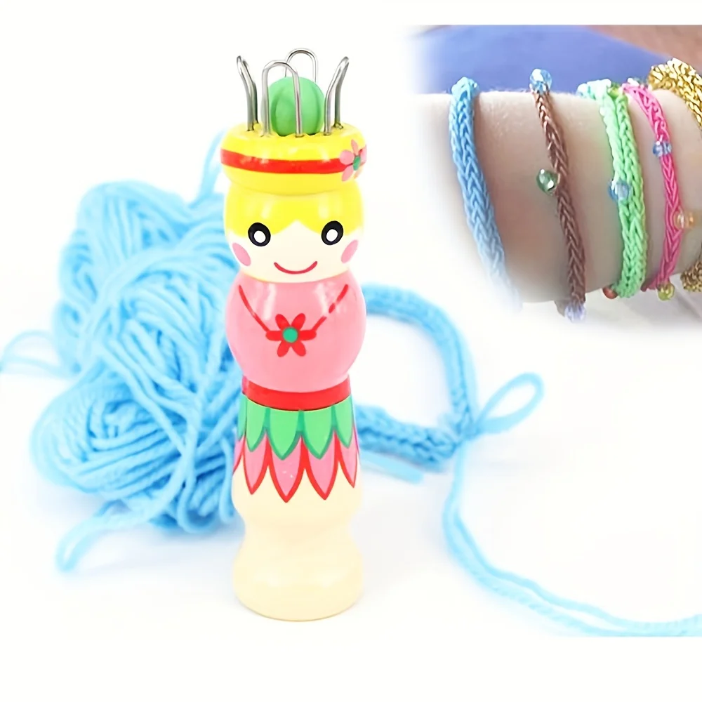 Handcrafted Wooden Doll Knitting Machine & Thread Reel - DIY Knitting Tool