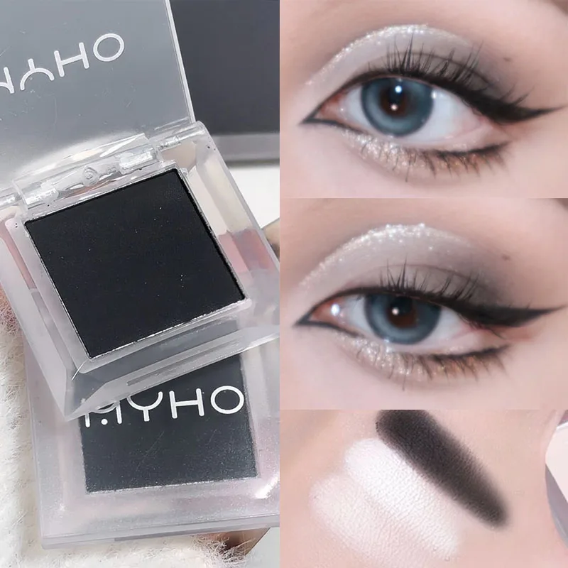 

Black Smokey Eyeshadow Contour Palette Monochrome Matte White Lying Silkworm Long Lasting Brightening Highlighter Powder Makeup