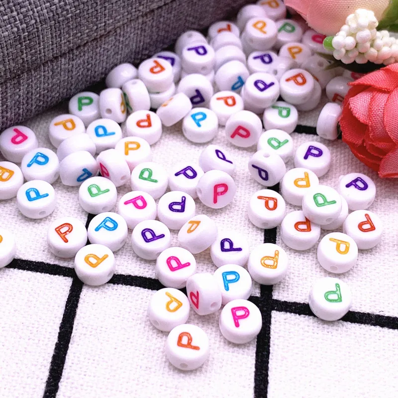 NEW 100pcs/lot 7x4mm A-Z Colourful Round Alphabet Letter Acrylic Loose Spacer Beads for Jewelry Making DIY Bracelet Accessories mala beads Beads