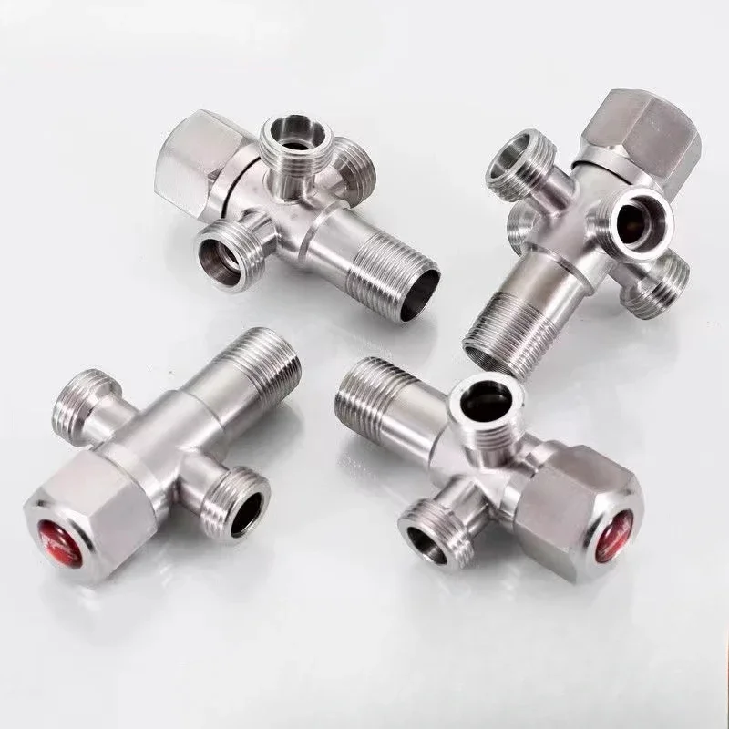 อุปกรณ์ห้องน้ําวาล์วน้ําเข้าวัสดุสแตนเลส 304, ทางเข้าหนึ่งช่องและทางออกคู่ข้อกําหนด G1/2 1