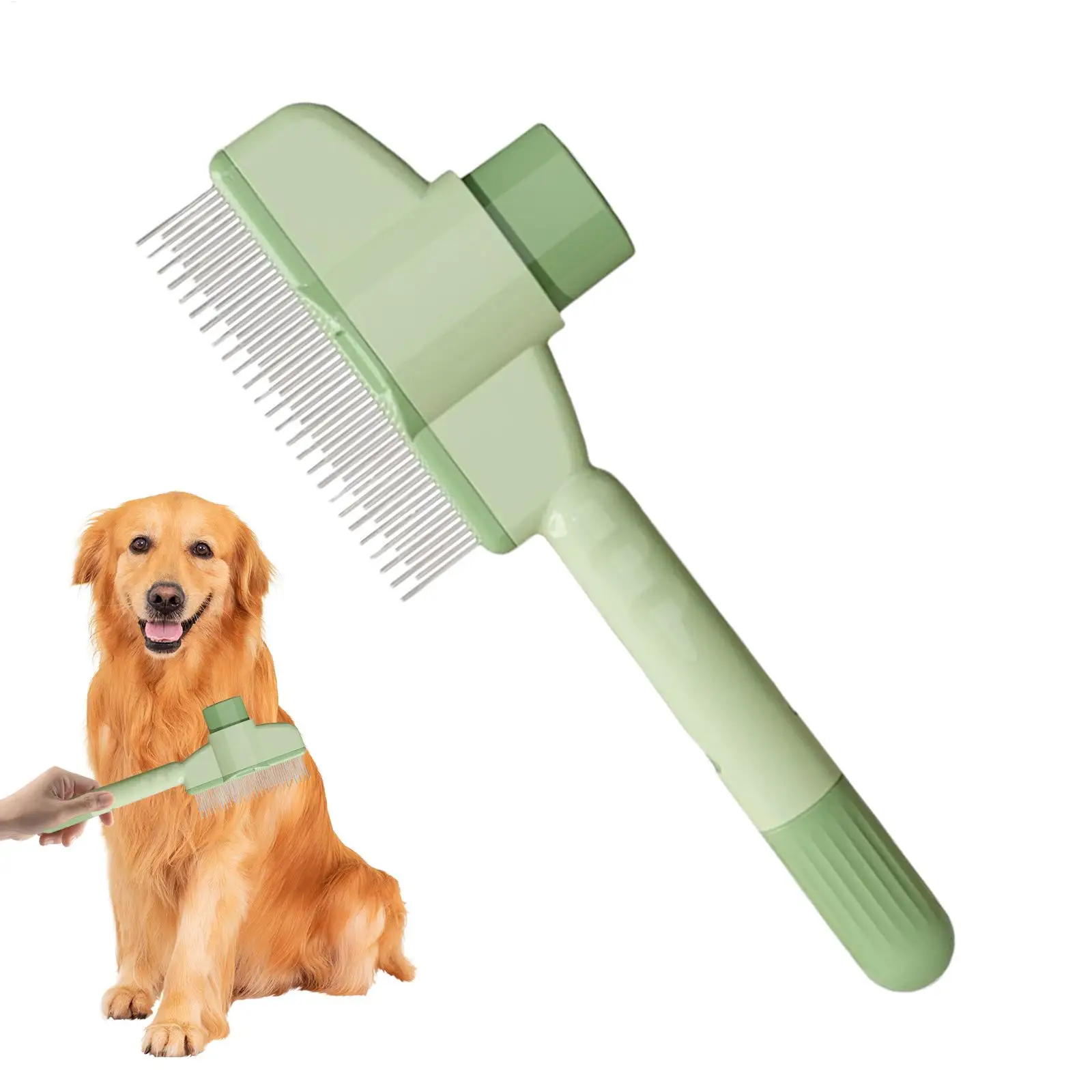 Cat Comb Self-Cleaning Pet Massaging Brush Anti-Slip Grip Ergonomic Handle Detangling Comb for Dog & Cat Grooming Slicker Comb