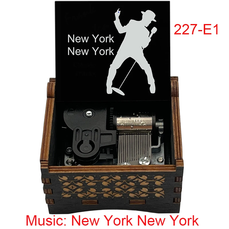 New York New York Wind Up Music Box Wooden Musical Gift 18 Note Mechanical Gift for Friends Family Festival Present