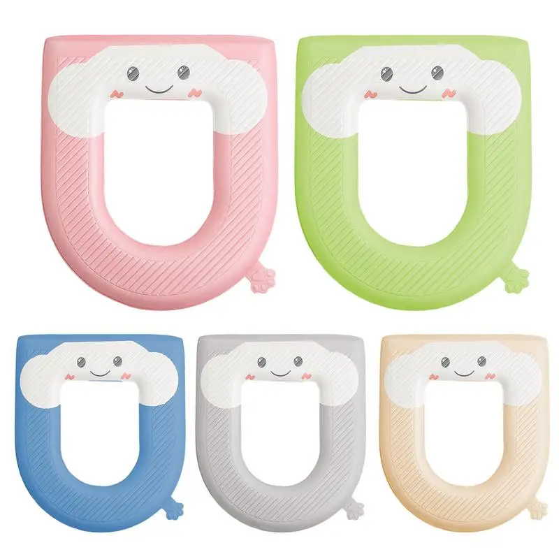 

Cute Toilet Seat Cover Washable Cloth Toilet Seat Cover Pads Bathroom Soft Thicker Warmer Stretchable Bathroom Accessories