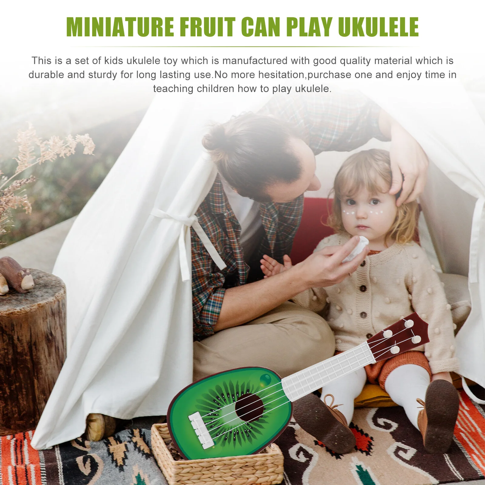 4 PCS Mini Guitar Kids Plaything Ukulele Toys Fruit Simulation Plastic Children Girl Toddler