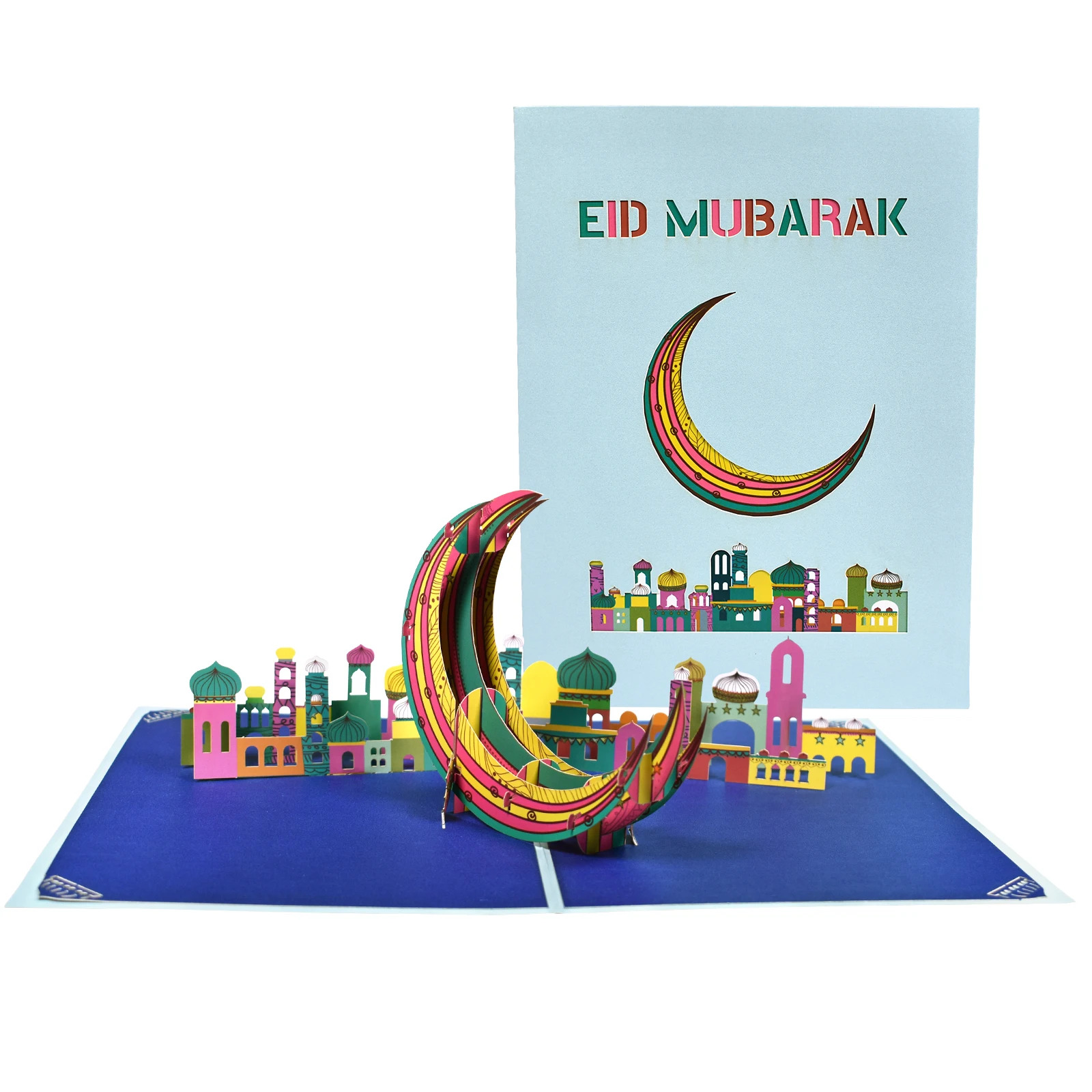 Eid Mubarak Day Gift 3D Pop Up Card for Islamic Festival Muslim Greeting Card