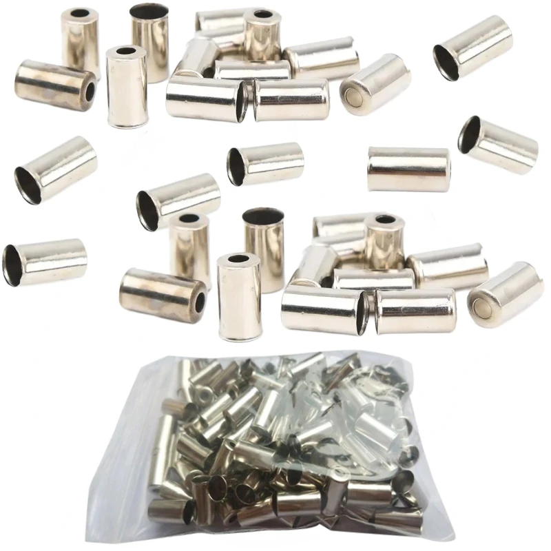 50/100pcs 자전거 5mm 브레이크 케이블 엔드 캡 MTB 도로 자전거 변속기 케이블 와이어 팁 캡 하우징 실버 시프터 기어 케이블 엔드 캡