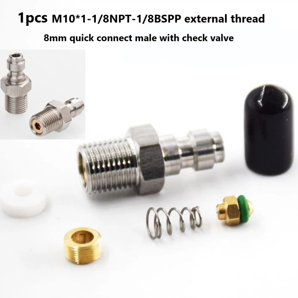 8mm Male Thread Quick Connect Valve PCP Filling With Valve M10 1/8NPT 1/8BSPP Male Connector For High Pressure Pumps Tool