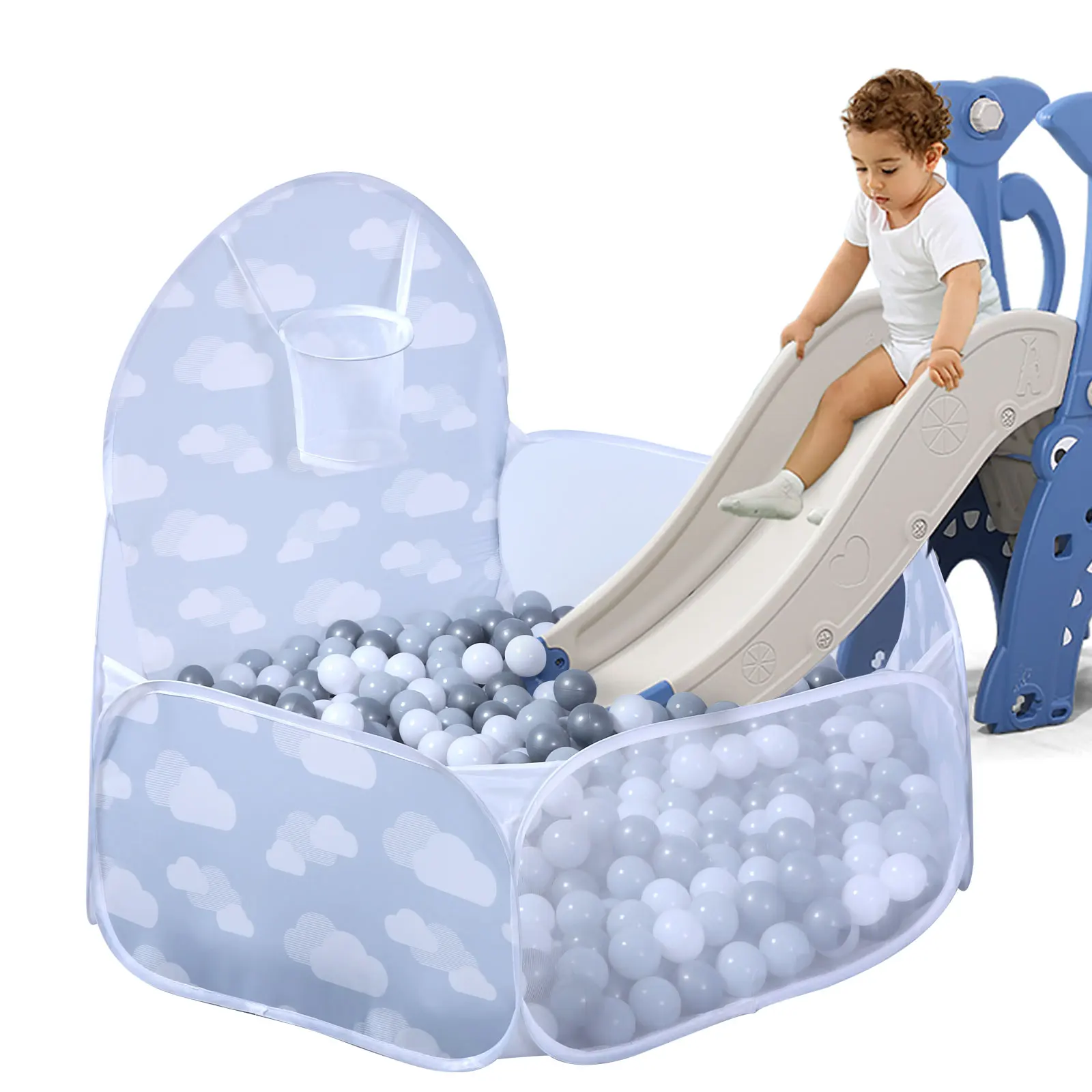 Ball Pit, Baby Pop-up Ball Pit Pool for Kids Toddlers Pets Play Tent with Hoop Indoor Outdoor Boys Girls(ball no include) 6
