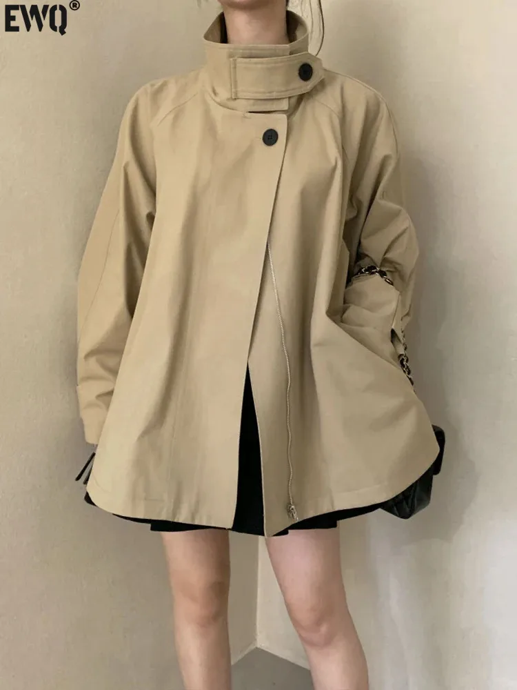 

Женская ветровка с воротником-стойкой, на одной пуговице