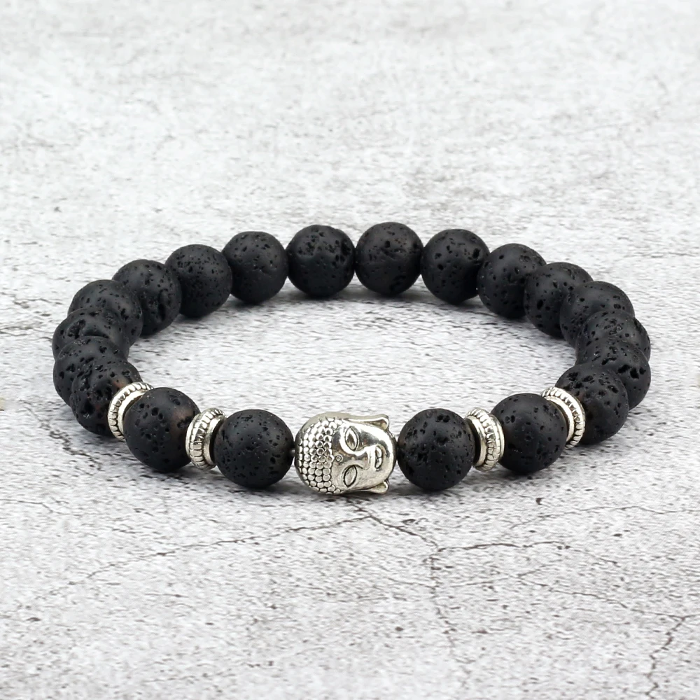 10mm Bead Stretch Bracelet Featuring Lava, Shiny Black Onyx and Magnet –  West Coast Jewelry