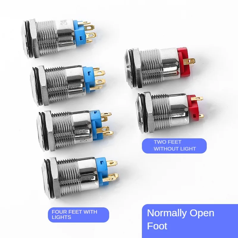 12MM 1pc Small Push Button Switch Led On/Off Sockets Metal Start Stop 6V/12v/24V/220V Momentary Electric Car Motorcycle latching