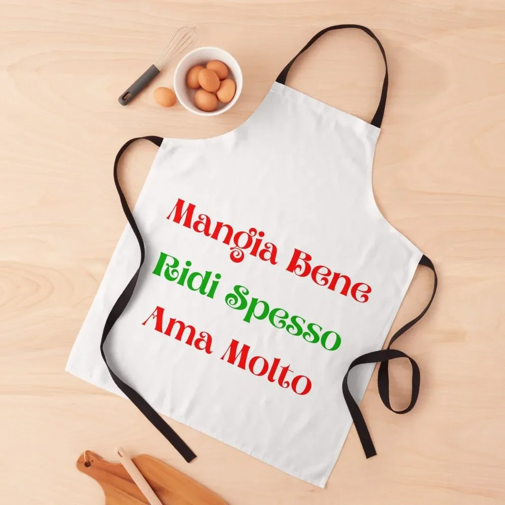 Фото Фартук для шеф-повара Mangia хорошо, ridi spesso, ama очень, полезные приспособления для домашней кухни, Женский фартук №1