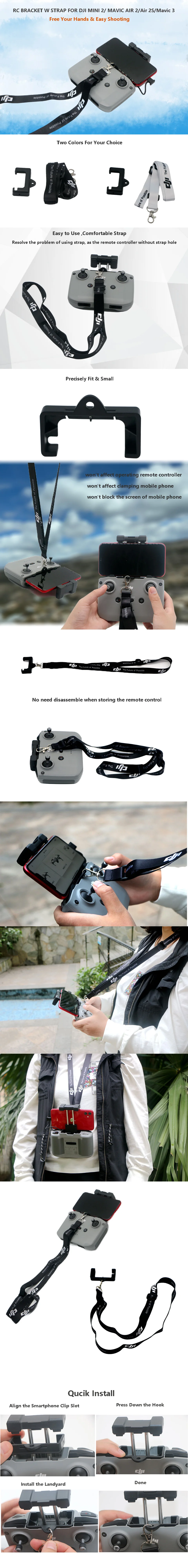 Description Picture 6 of itemRemote Controller Lanyard NeckStrap with Fixed Clip Hook for DJI MINI 2 3 4/ Air 2S/Mavic Air 2/DJI Mavic 3 Drone Accessories
