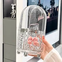 Rotating Cosmetic Makeup Organizer Storage Tube with Lid Clear Organizer Box Makeup Brush Holder Acrylic Organizers Bathroom 2