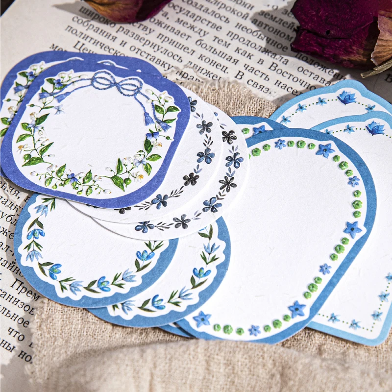 Journal GO 10pcs Memo Pads Material Paper Embossed Flower Boarder Paper Junk Journal Scrapbooking Cards Retro Background Decor 4