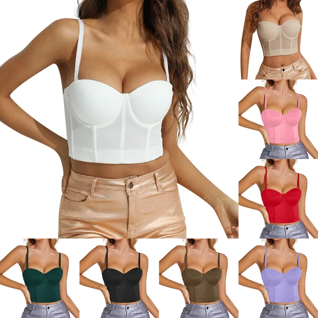 Womens Corset Top Bustier Corset Top Tight Fitting Corset Tank Top  Suspender Top Solid Short Fashion Sleeveless Shirt : : Fashion