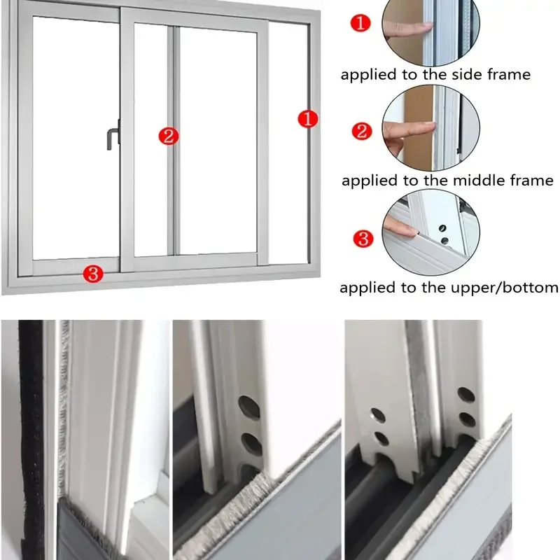10 Meter Self-adhesive Sealing Wind-proof Brush Strip Home Door Window Sound Insulation Dust Strip Weather Stripping