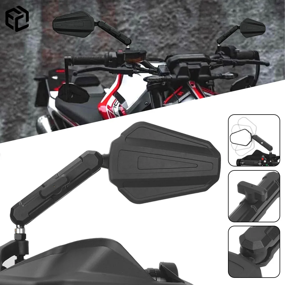 2PCSSETMotorcycleWestWindRearviewMirrorFoldableAdventureSide