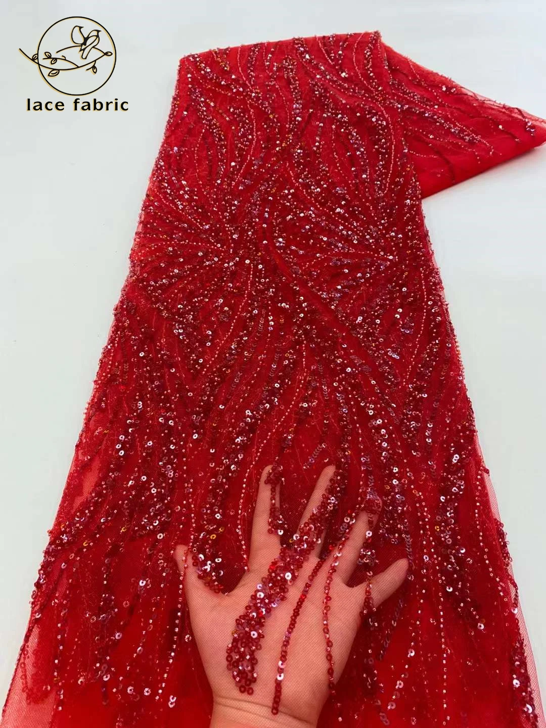 Latest Pink African Lace Fabric High Quality Sequins Groom Embroidery For Women Wedding Party Dress Mesh Fabric 5 Yards