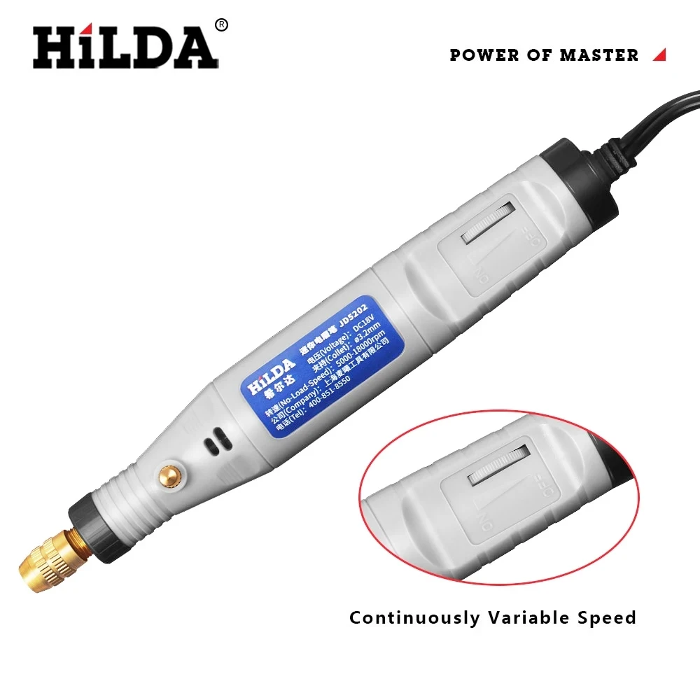 HILDA 다기능 미니 조각 펜, 그라인딩 액세서리 세트 포함, 미니 드릴 회전 도구, 18V