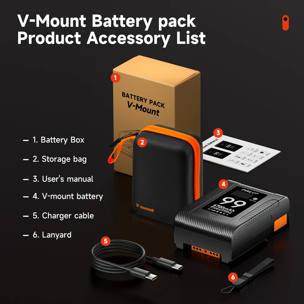 Camera Battery Mini V Mount V-Lock BP-99 BP199 PD 60W Fast Charging For SONY Camcorder Broadcast Video Light Monitor